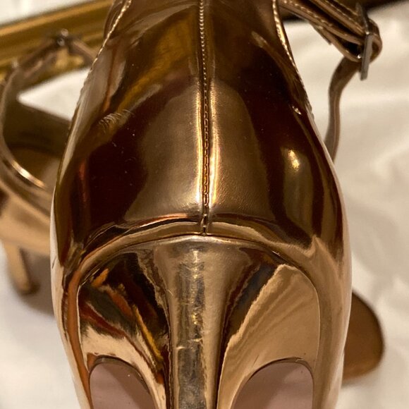 Size 9 Like A New Penny! Metallic Rose Copper Strappy Heels - Picture 15 of 16
